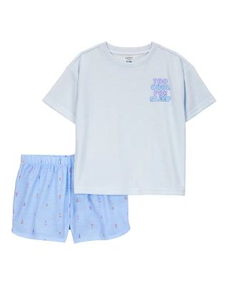 Kid Ice Cream Print Loose Fit 2-Piece Pyjamas - Blue