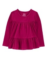 Baby Tiered Long-Sleeve Ribbed Top