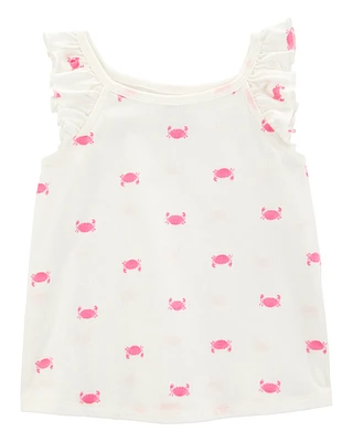 Baby Crab Print Tank Top - Ivory