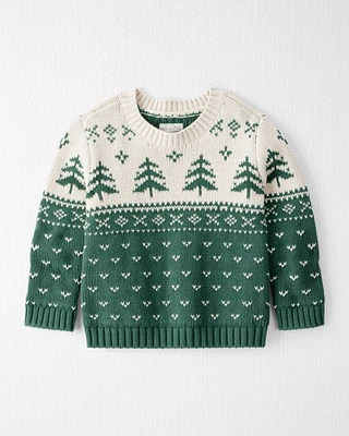 Toddler Organic Cotton Evergreen Fair Isle Sweater