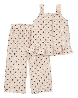 Toddler 2-Piece Geo Print Button-Down Tank & Pull-On Pant Set