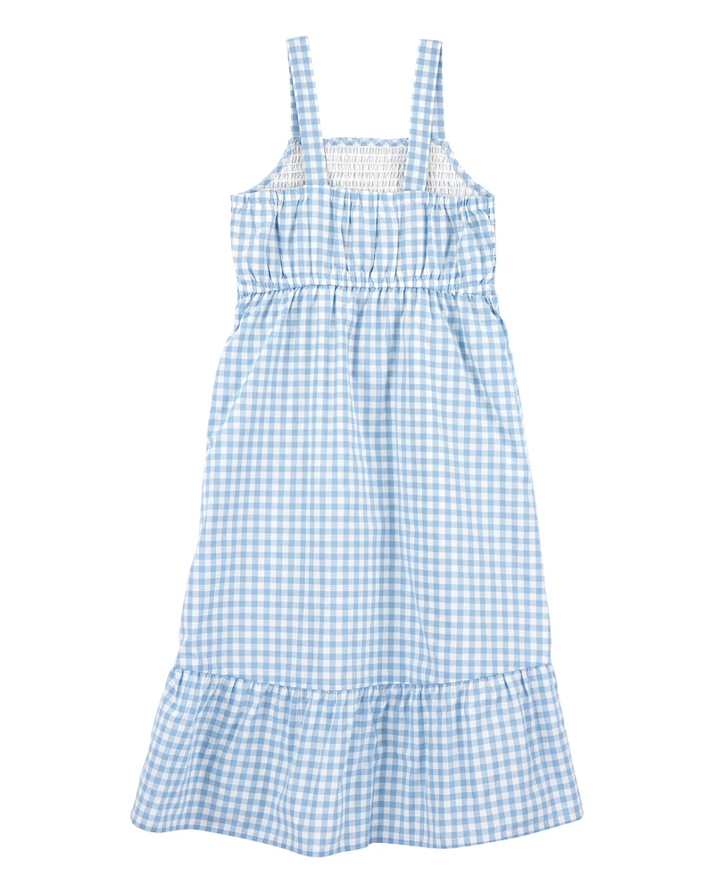 Kid Gingham Sleeveless Dress - Blue