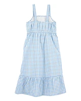 Kid Gingham Sleeveless Dress - Blue