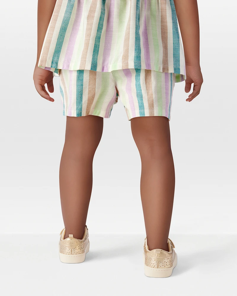 Toddler Striped Pull-On Linen Shorts