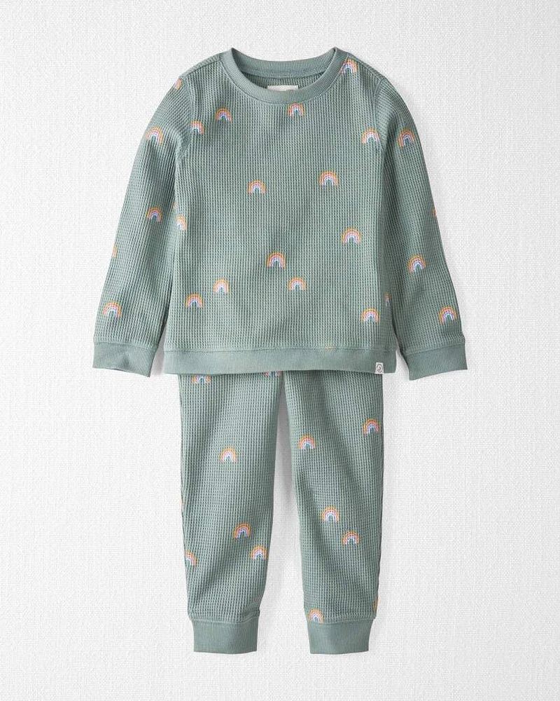Toddler Organic Cotton Waffle Knit Set Magical Rainbow Print