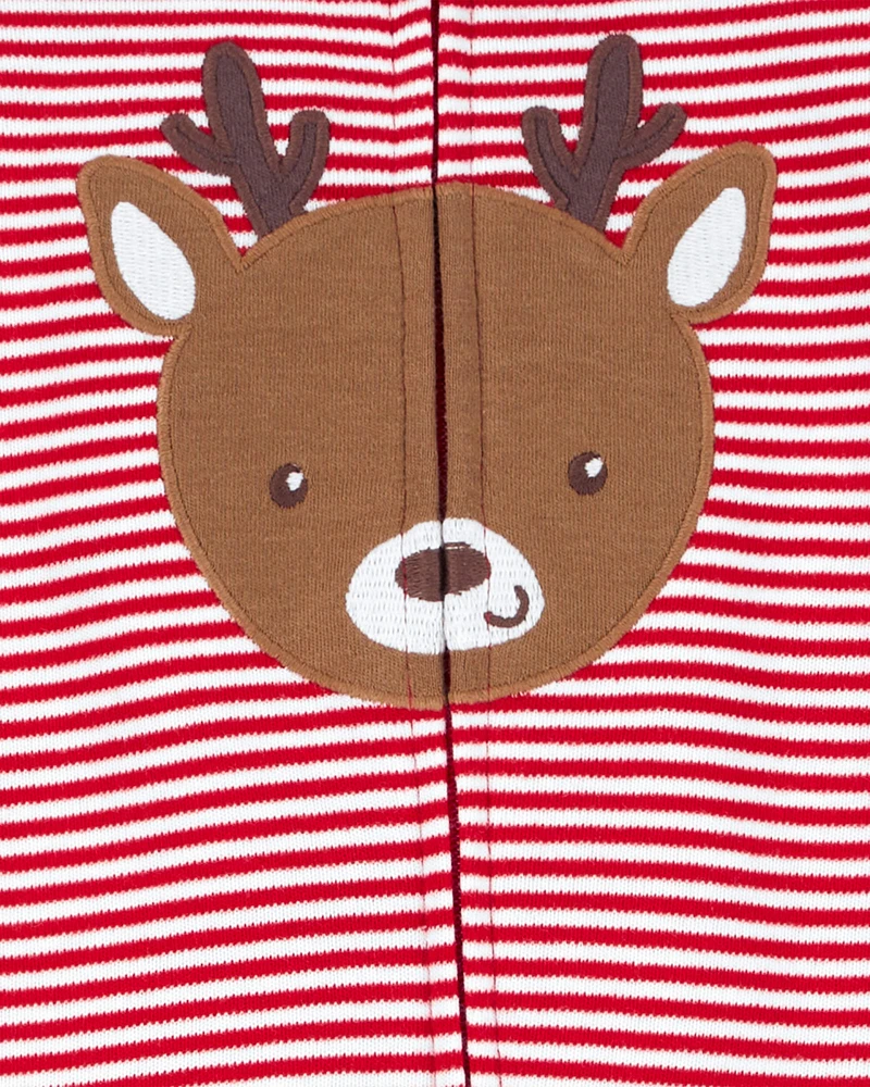 Baby Reindeer 2-Way Zip Cotton Sleeper Pyjamas