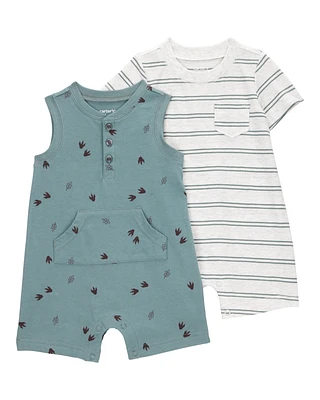 Baby 2-Pack Striped Romper Set