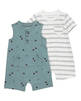 Baby 2-Pack Striped Romper Set