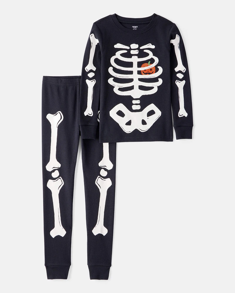 Kid 2-Piece Glow Halloween Skeleton 100% Snug Fit Cotton Pyjamas