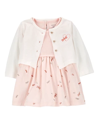 Baby 2-Piece Bodysuit Dress & Cardigan Set