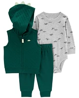 3-Piece Dinosaur Little Vest Set