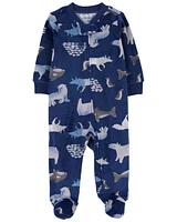 Arctic Animals Zip-Up Fleece Sleep & Play Pajamas