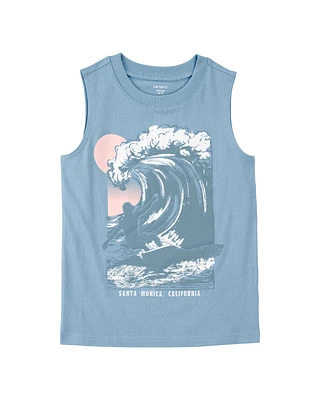 Kid Wave Graphic Surf Tank - Blue