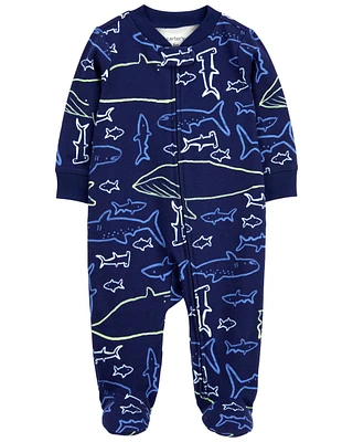 Whale Snap-Up Cotton Sleeper Pyjamas