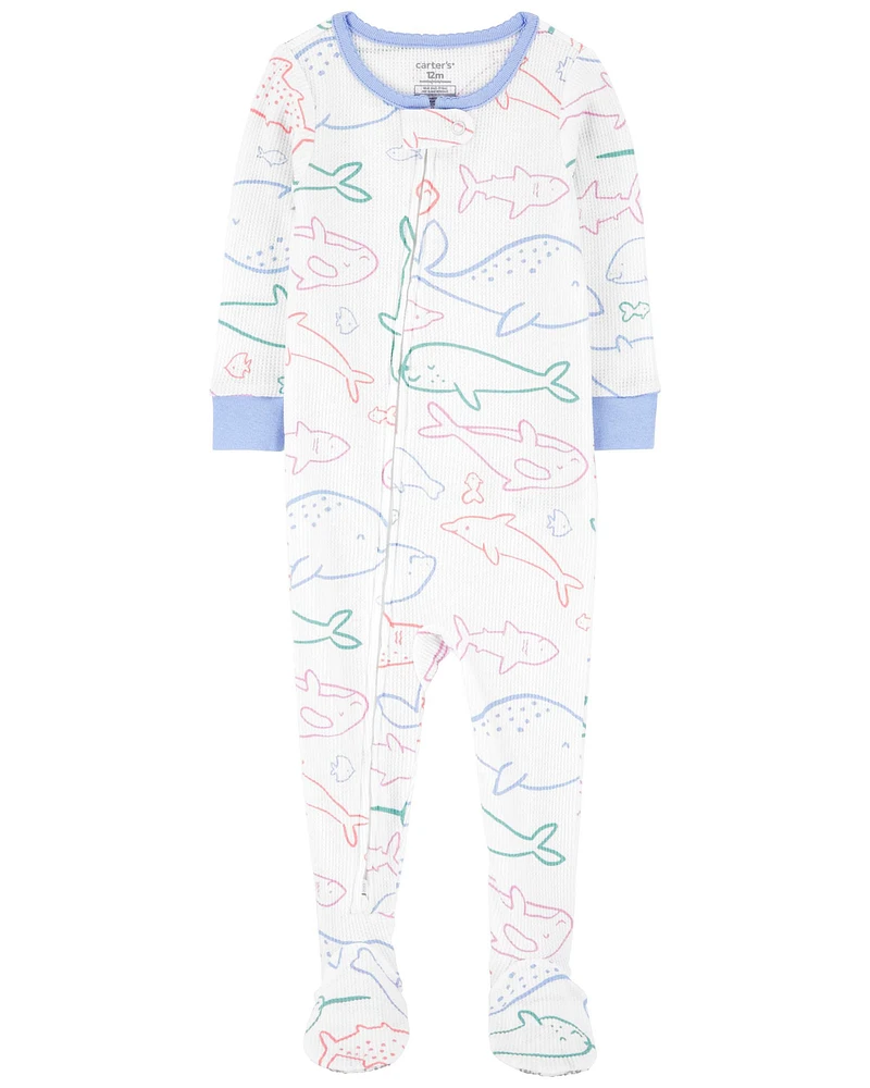 Baby 1-Piece Whale Thermal Footie Pyjamas