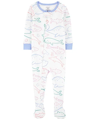 Baby 1-Piece Whale Thermal Footie Pyjamas