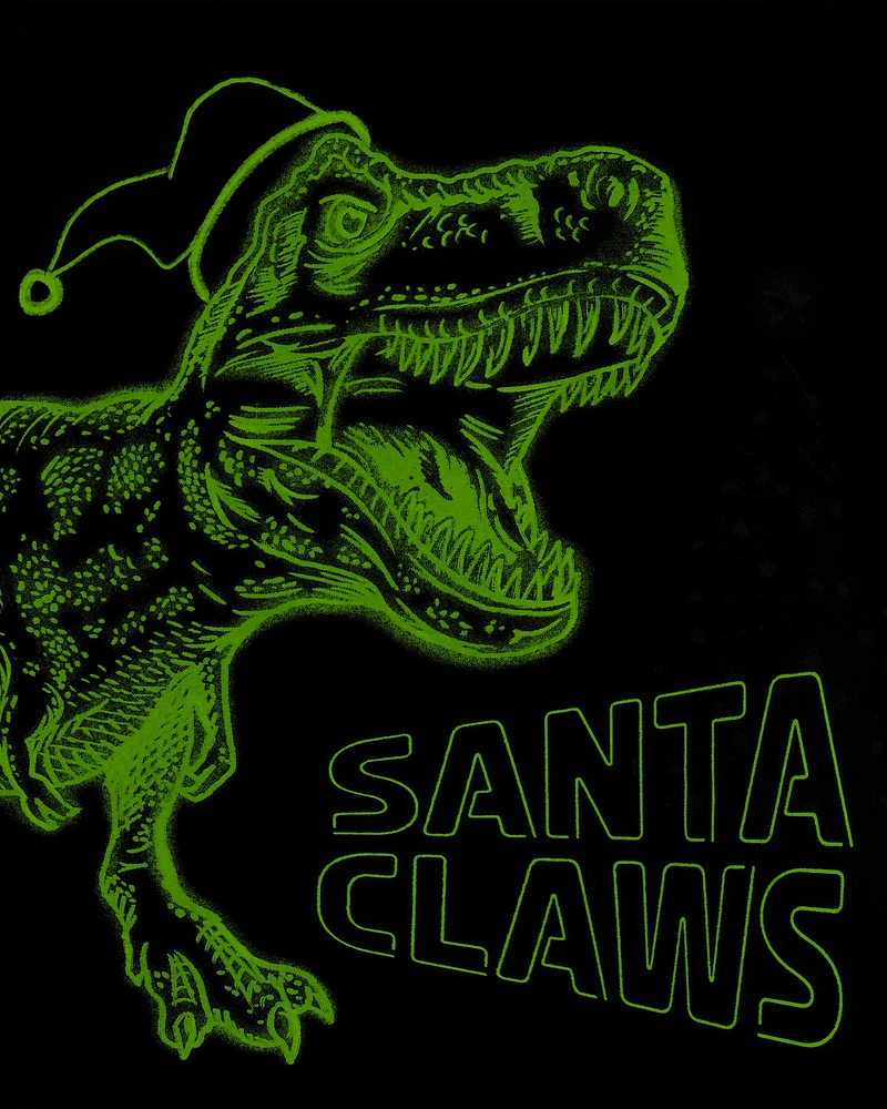 Kid Santa Claws Dinosaur Graphic Tee