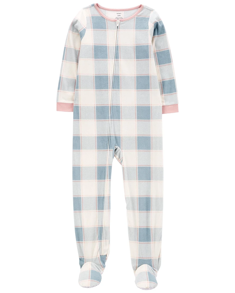 Kid 1-Piece Plaid Fleece Footie Pyjamas