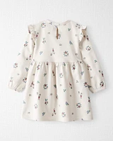 Toddler Organic Cotton French Terry Dress Berry Blossom Print