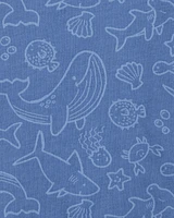 Sea Animals Print Knit Short-Sleeve Tee
