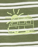 Baby Sun Striped Cotton Short-Sleeve Tee - Green
