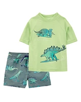 Toddler 2-Piece Dinosaur and Sharks Rashguard & Swim Trunk Set