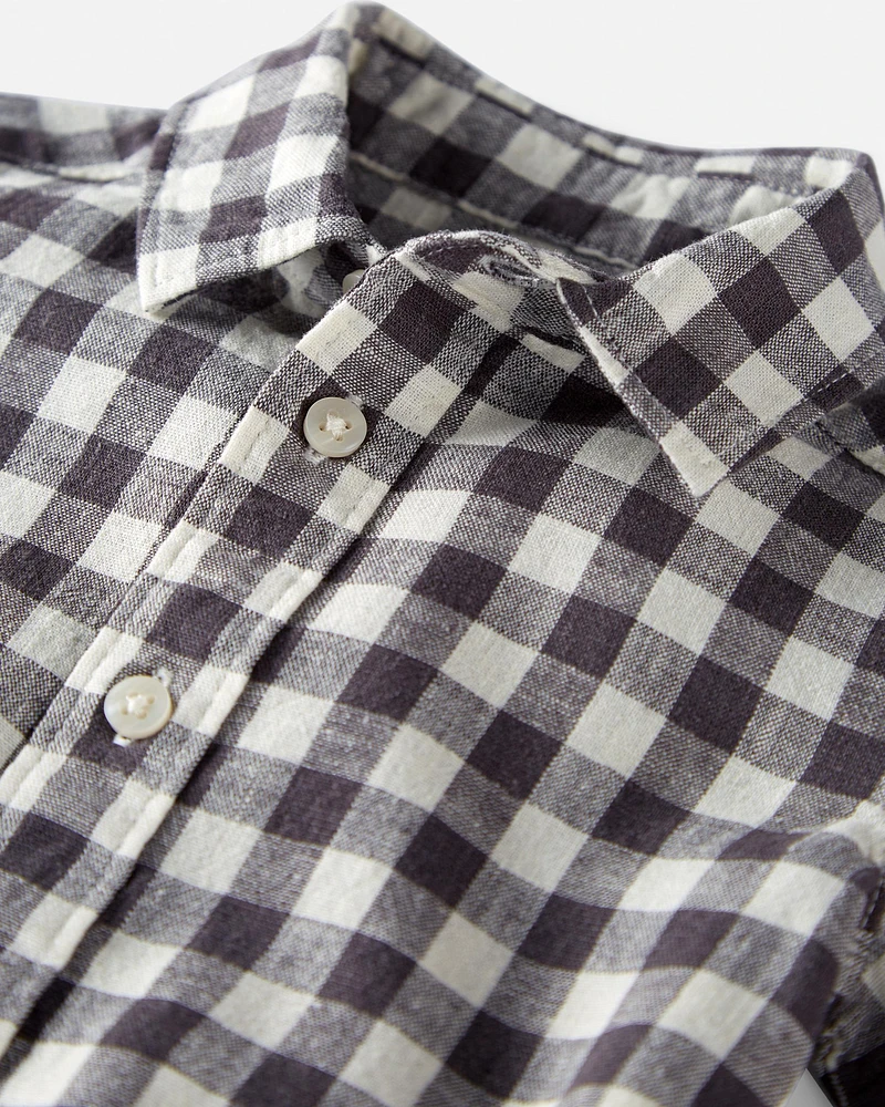 Baby Gingham Button-Front Shirt Made With Linen