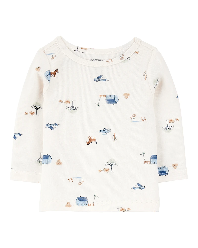 Baby 2-Piece Long-Sleeve Tee & Thermal Coverall Set