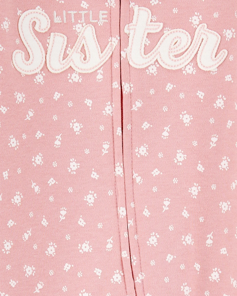 Little Sister 2-Way Zip Cotton Sleeper pyjamas