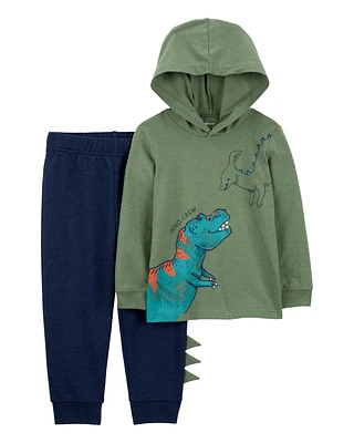 2-Piece Dinosaur Hooded Tee & Jogger Set