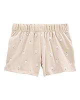 Kid Floral Pull-On French Terry Shorts - Brown