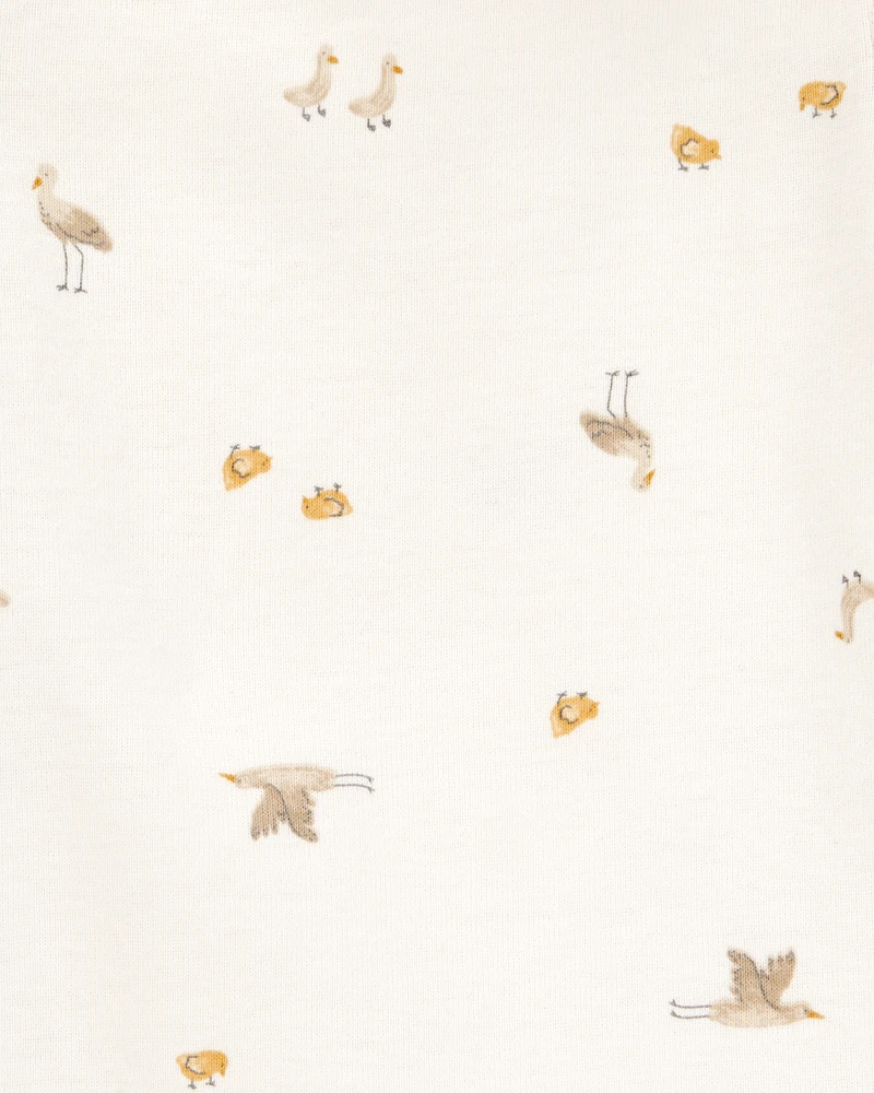 Baby 5-Pack Striped Birds Short-Sleeve Cotton Bodysuits