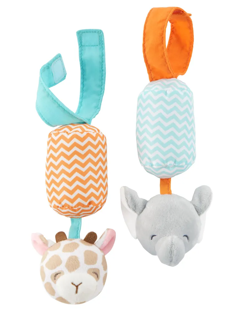 Baby Giraffe & Elephant Plush Chime Toy Set