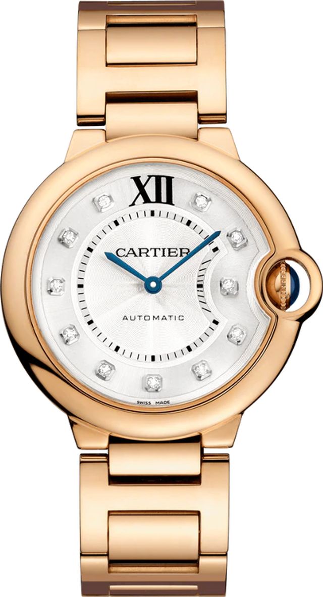 CRWJBB0034 - Ballon Bleu de Cartier watch - 36mm, automatic movement, rose  gold, diamonds, leather - Cartier