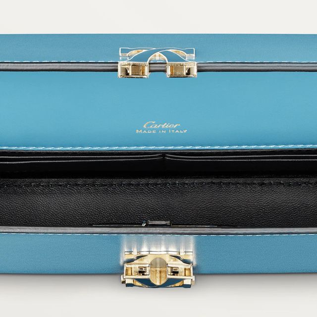 CRL1002360 - Chain bag small, Panthère de Cartier - Petrol blue calfskin,  golden finish - Cartier