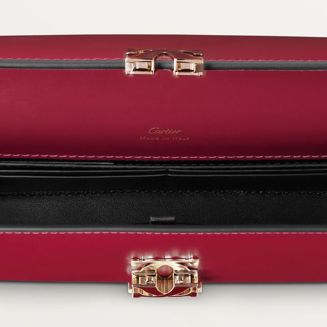 CRL1002310 - Small chain bag, Double C de Cartier - Cherry red calfskin,  gold and cherry red enamel finish - Cartier