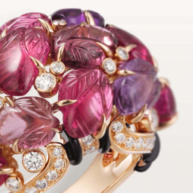 CRB4087800 - LOVE ring - Rose gold, sapphires, garnets, amethyst