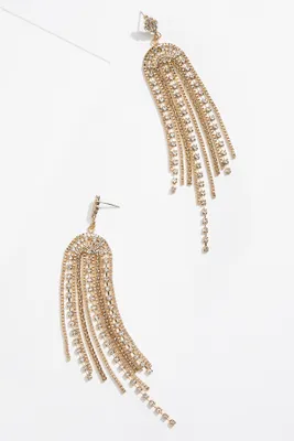 Mesh Rhinestone Tassel Earrings