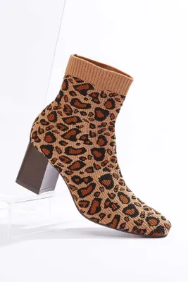 Leopard Stretch Ankle Boots