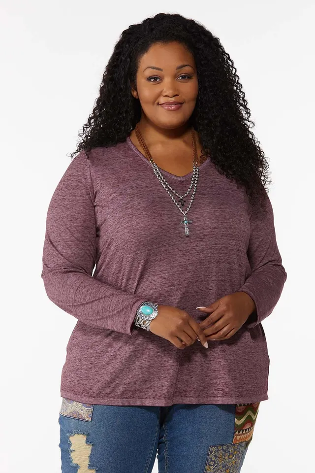 Cato Fashions  Cato Plus Size Blue Clip Dot Sleeve Sweater