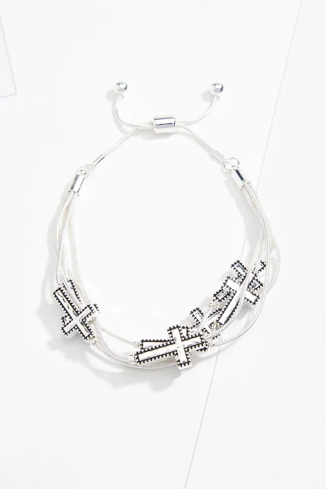 James Avery Cross Hook-On Leather Bracelet - L