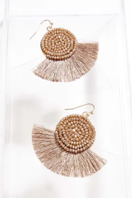 Glass Circle Tassel Earrings