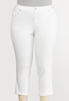 Plus Size White Skinny Ankle Jeans