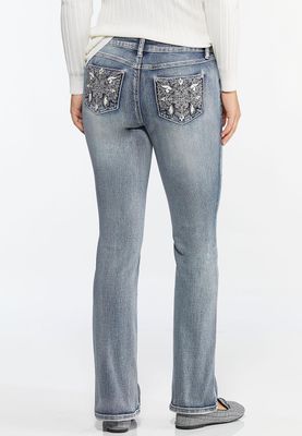 Petite Embellished Bootcut Jeans