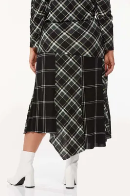 Plus Plaid Patchwork Skirt