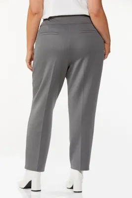 Plus Size Solid Gray Pants