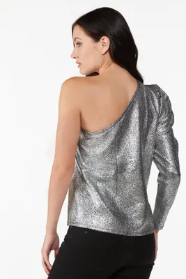 One Shoulder Metallic Top