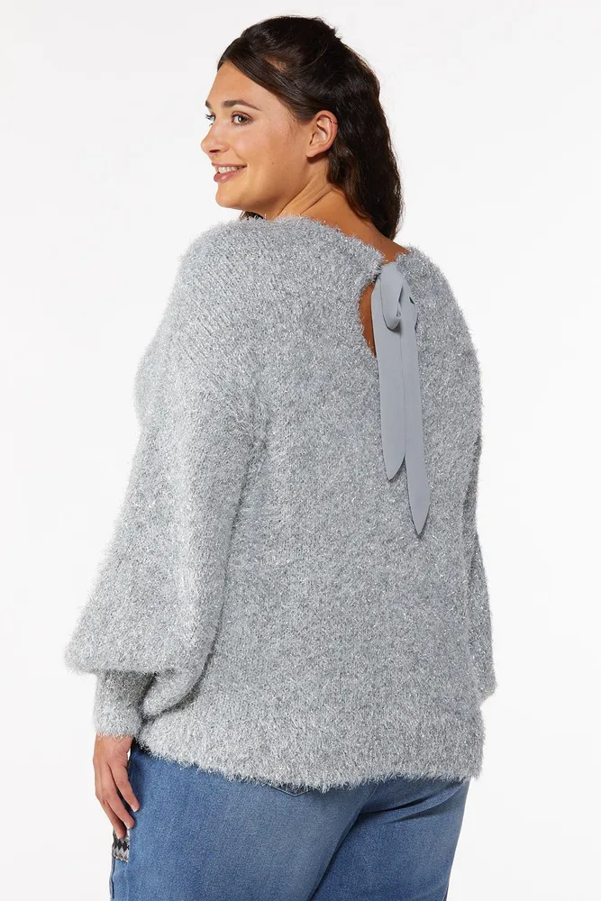 CATO Plus Size Metallic Eyelash Sweater