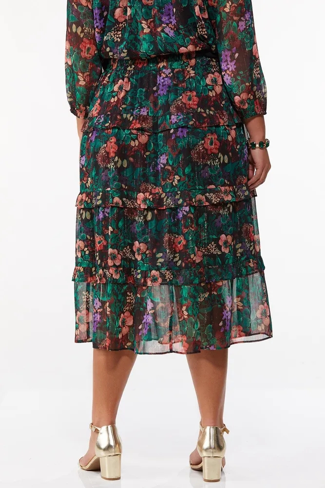 Cato Fashions  Cato Plus Size Floral Mesh Midi Skirt