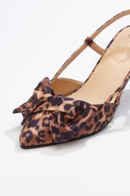 Leopard Bow Slingback Pumps